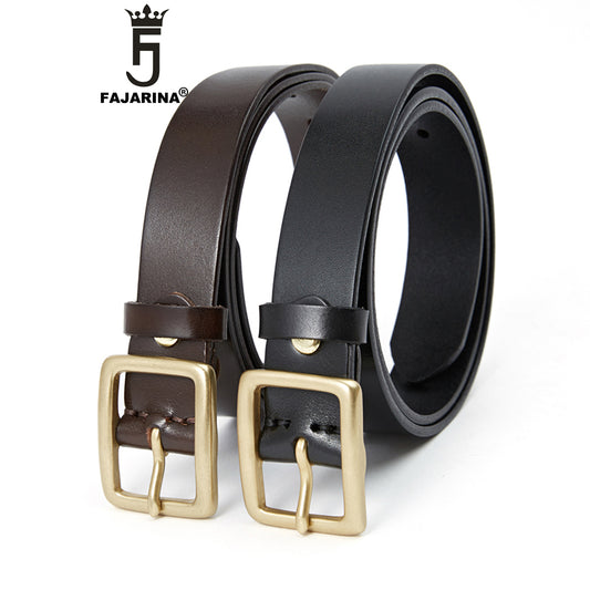 2.8cm Wide Brass Buckle Pure Cowhide Leather Belt for Women NO.281101