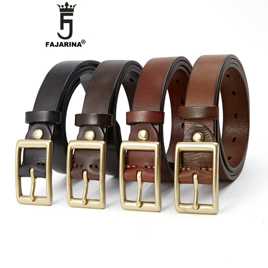 2.8cm Wide Brass Buckle Pure Cowhide Leather Belt for Women NO.281106