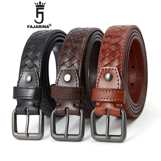 3.5cm Wide Men's Top Grade Quality Cow Skin Leather Retro Style Jeans Belts NO.381105