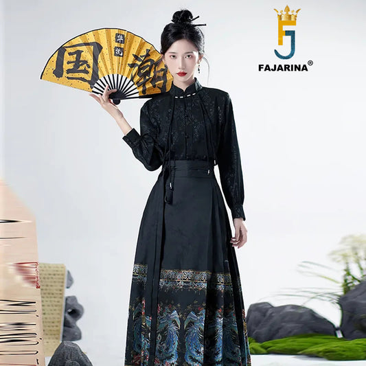Black Shirt High Neck Long Sleeves Chinese Style Top for External Wear NO.MMQ011