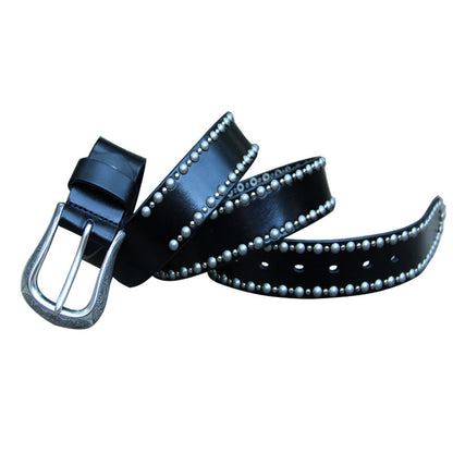 3.8cm Wide Personality Rivet Punk Decorative Pin Black Belt for Unisex NO.PKS022