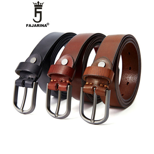 2.8cm Wide Brass Buckle Pure Cowhide Leather Belt for Women NO.21405